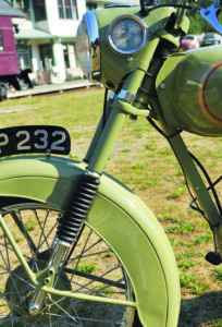 closeup of the front wheel